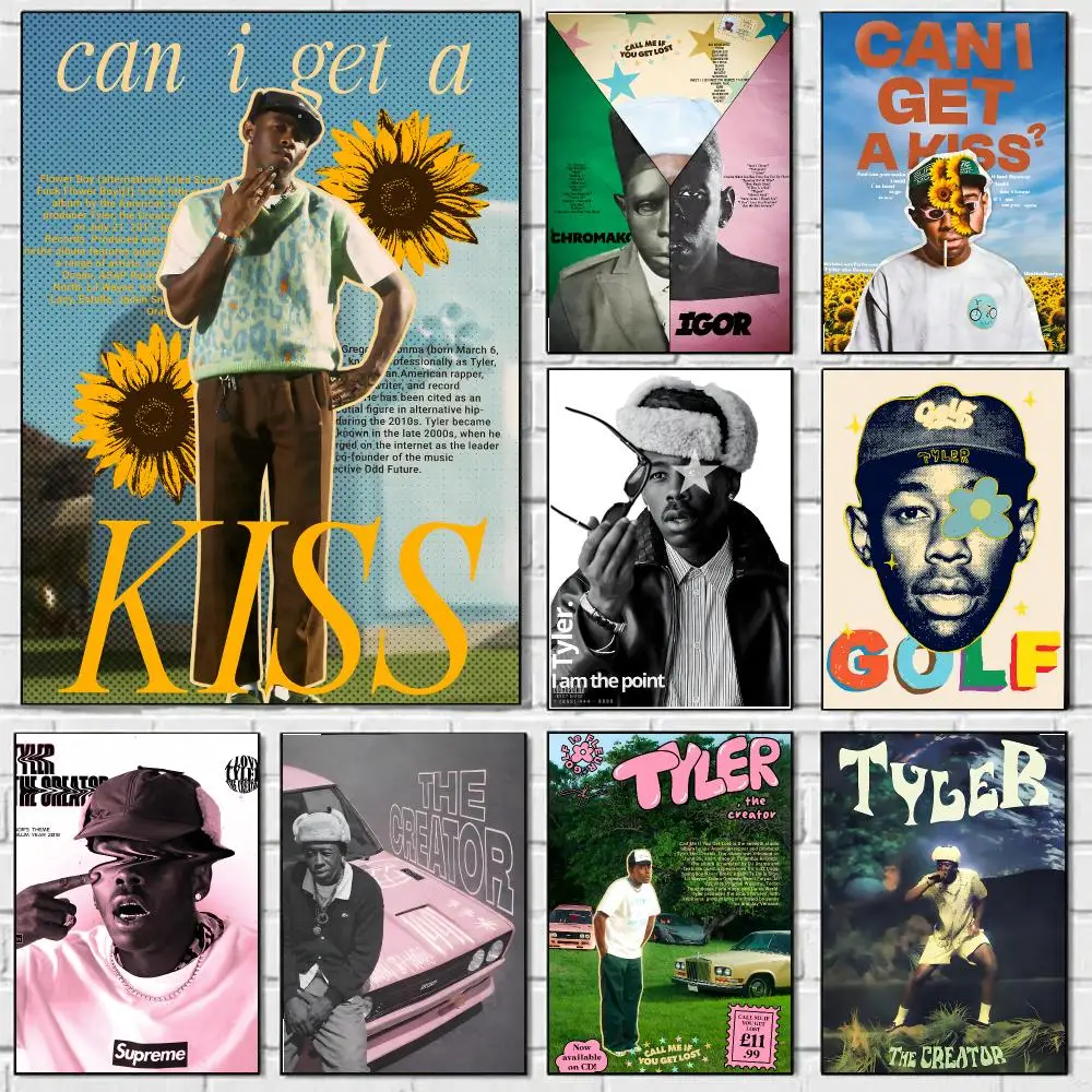 T-tyler, The Creator Poster Waterproof Wall Art Sticker For Bar Living Room Vintage Room Decor High Quality Print Gift