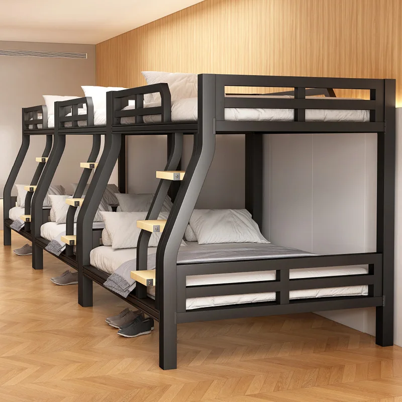 Double-layer wrought iron mother-and-child bed, iron frame high and low bed, adult bunk bed, e-sports hotel, home mother-child b