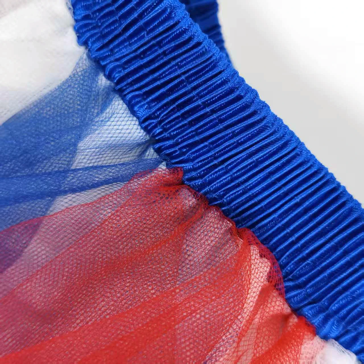 Red-Blue-White Stripe Asymmetrical Pointed-Edge Fluffy Short Skirt Adult Party Makeup Dance Ballet Tutu Half-length Skirt