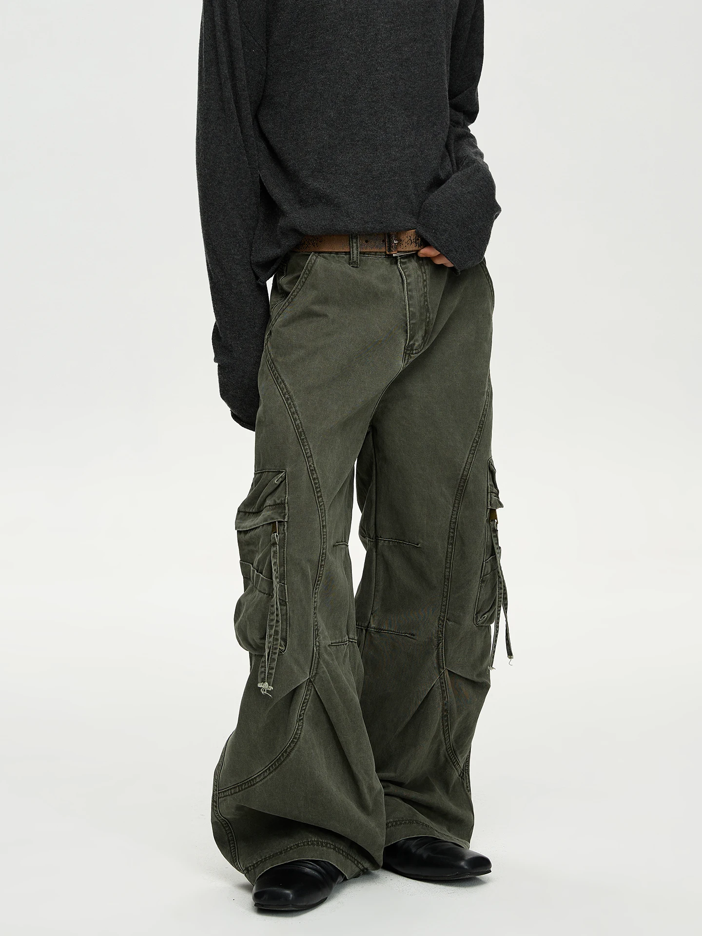 

a PUEE American Retro Vintage Work Pants Multi-ket Loose Straight Casual Trousers Men's Cotton Straight Leg Casual Pants