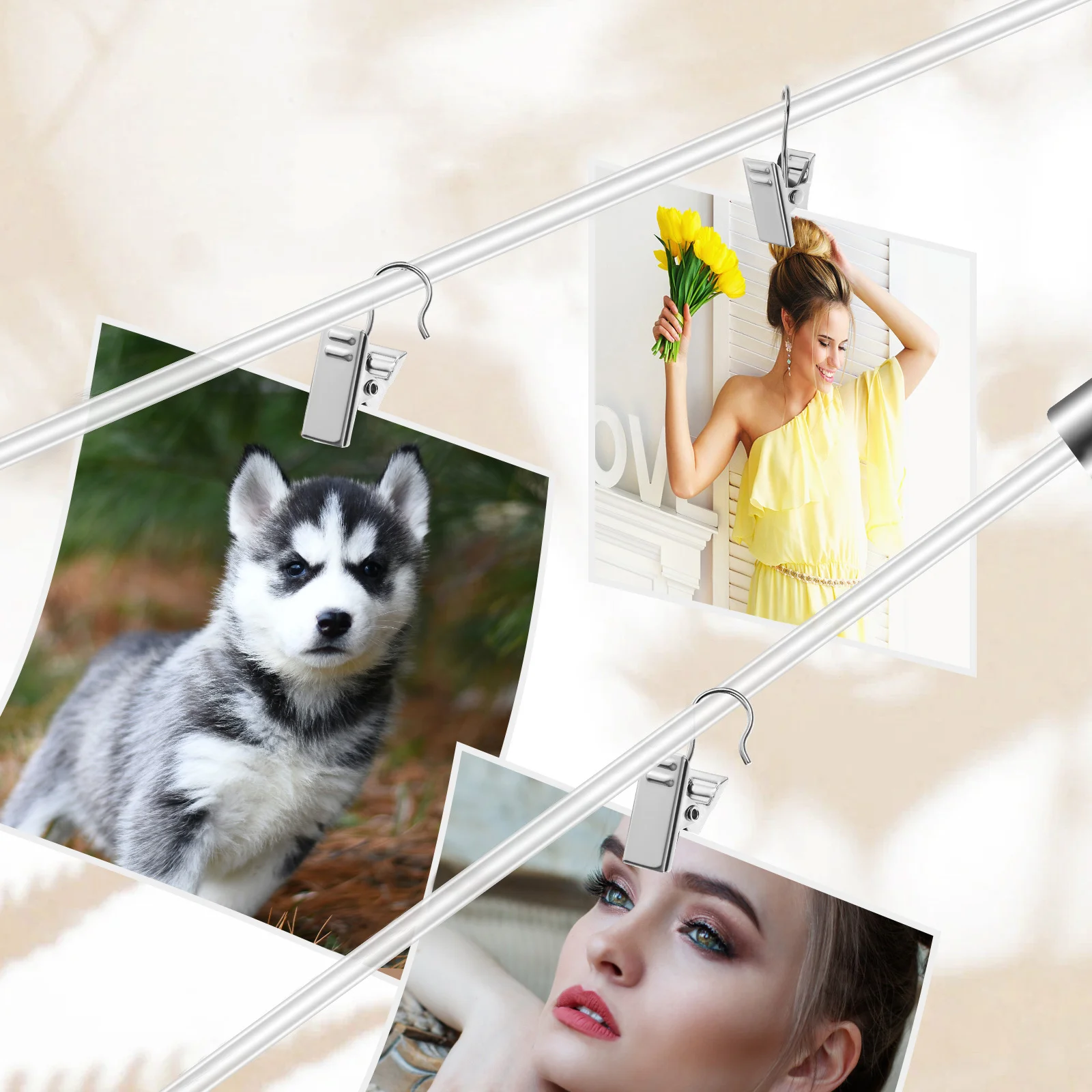 12개입 투명 와이어 사진줄 로프, 사진 액자용 고강도 나일론 로프, 캔버스 옷줄, 투명 설치줄