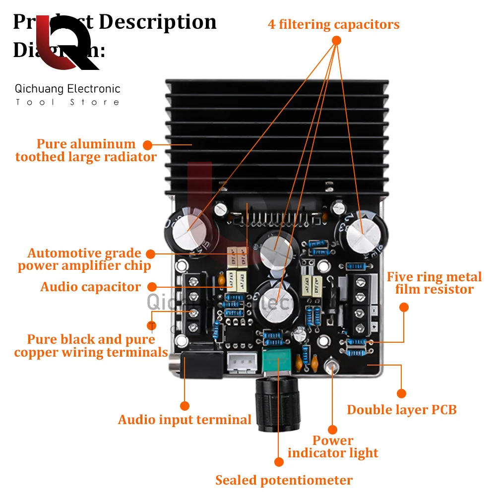 TDA7850 High Power Digital Audio Power Amplifier Board AB Class 2.1 Channel 2*80W Stereo 120W Bass Sound Amplifier Module