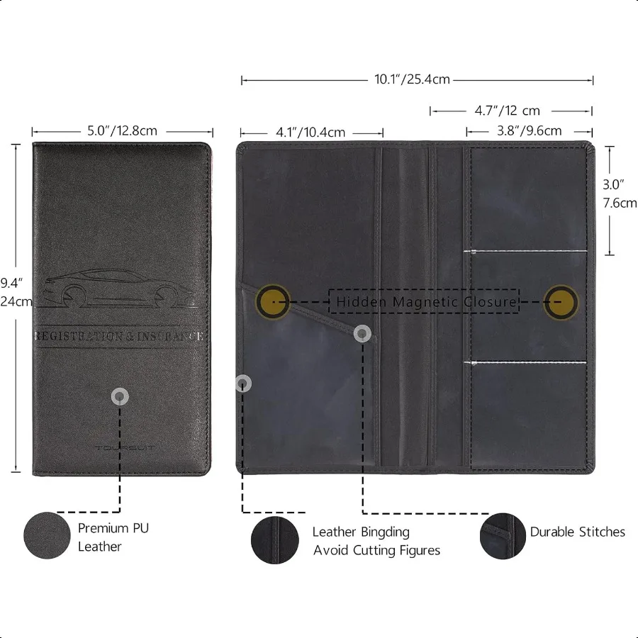 Car Registration and Insurance Card Holder Vehicle License Document Glove Box Compartment Organizer Interior Car Accories for W