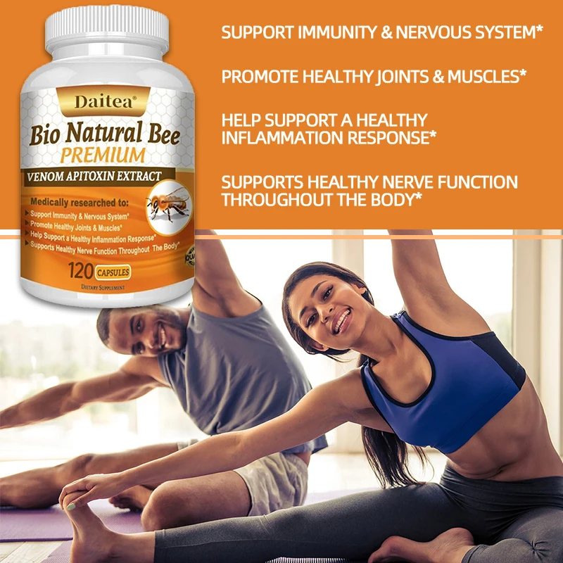 

Natural Bee Capsules, Enhance Immunity and Antioxidant Effects, Promote Joint and Muscle Health, 120 Capsules, Non-GMO