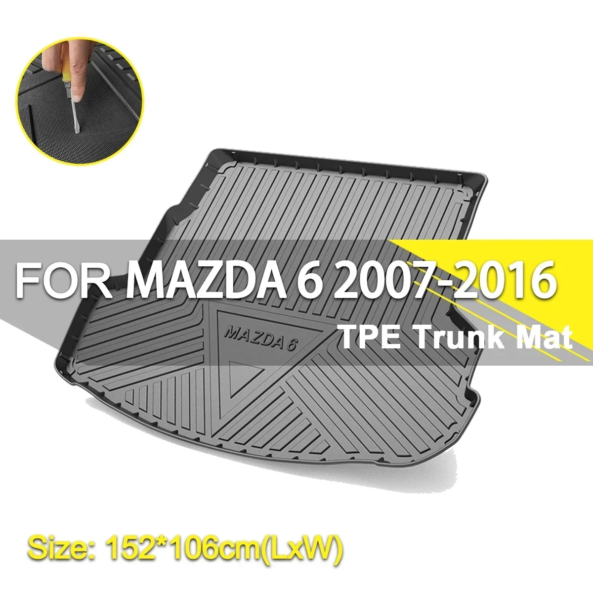 Car Rear Trunk Cover Mat Waterproof Non-Slip Rubber TPE Cargo Liner Accessories For MAZDA 6 2007-2016