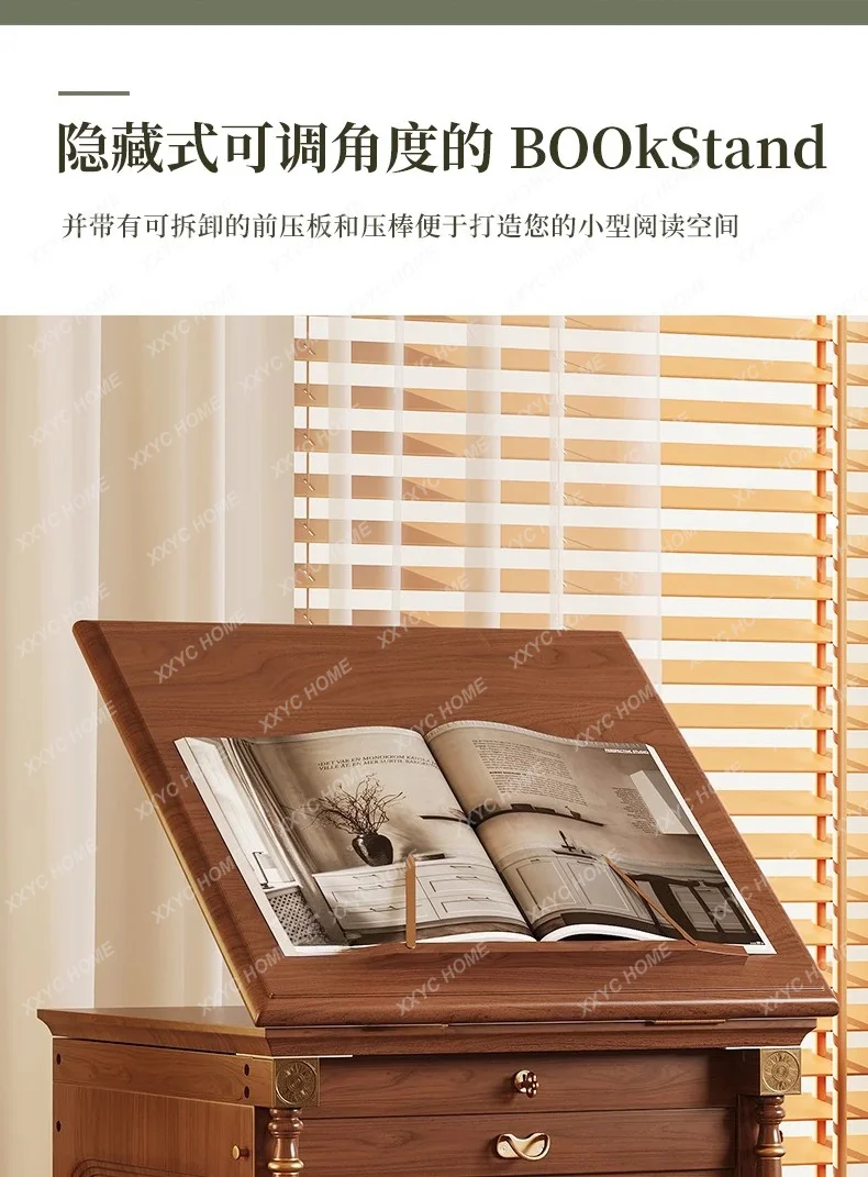 Walnut chest storage retro solid wood teacup tea set dental jewelry Wenwan side cabinet
