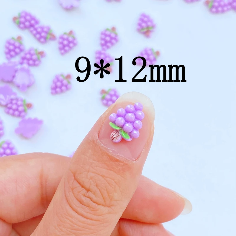40pcs New Cute 9*12mm Resin Mini Purple Grape Flat Back Cabochon Scrapbook Kawaii DIY Embellishments Accessories
