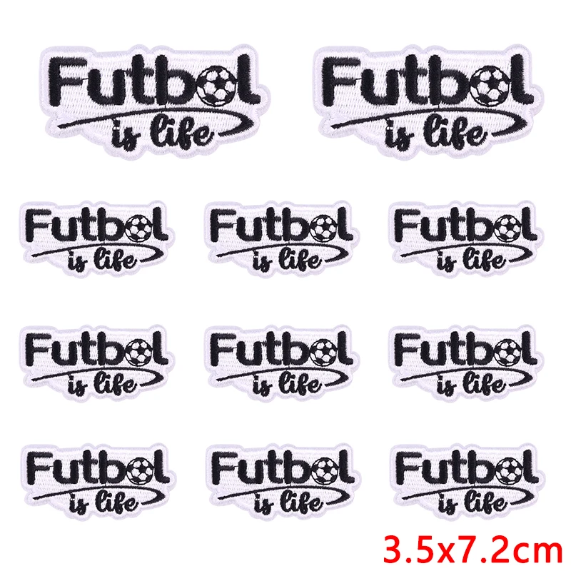 10 pcs/lot Wholesale Football Sport Applique Iron On Patches On Clothes DIY Sewing Embroidered Patches For Clothing Stickers