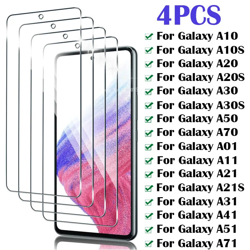 4PCS Tempered Glass for Samsung Galaxy A10 A20S A30 A30S A50 A70 Screen Protector for Samsung A51 A71 A21S A31 A41 A01 A11