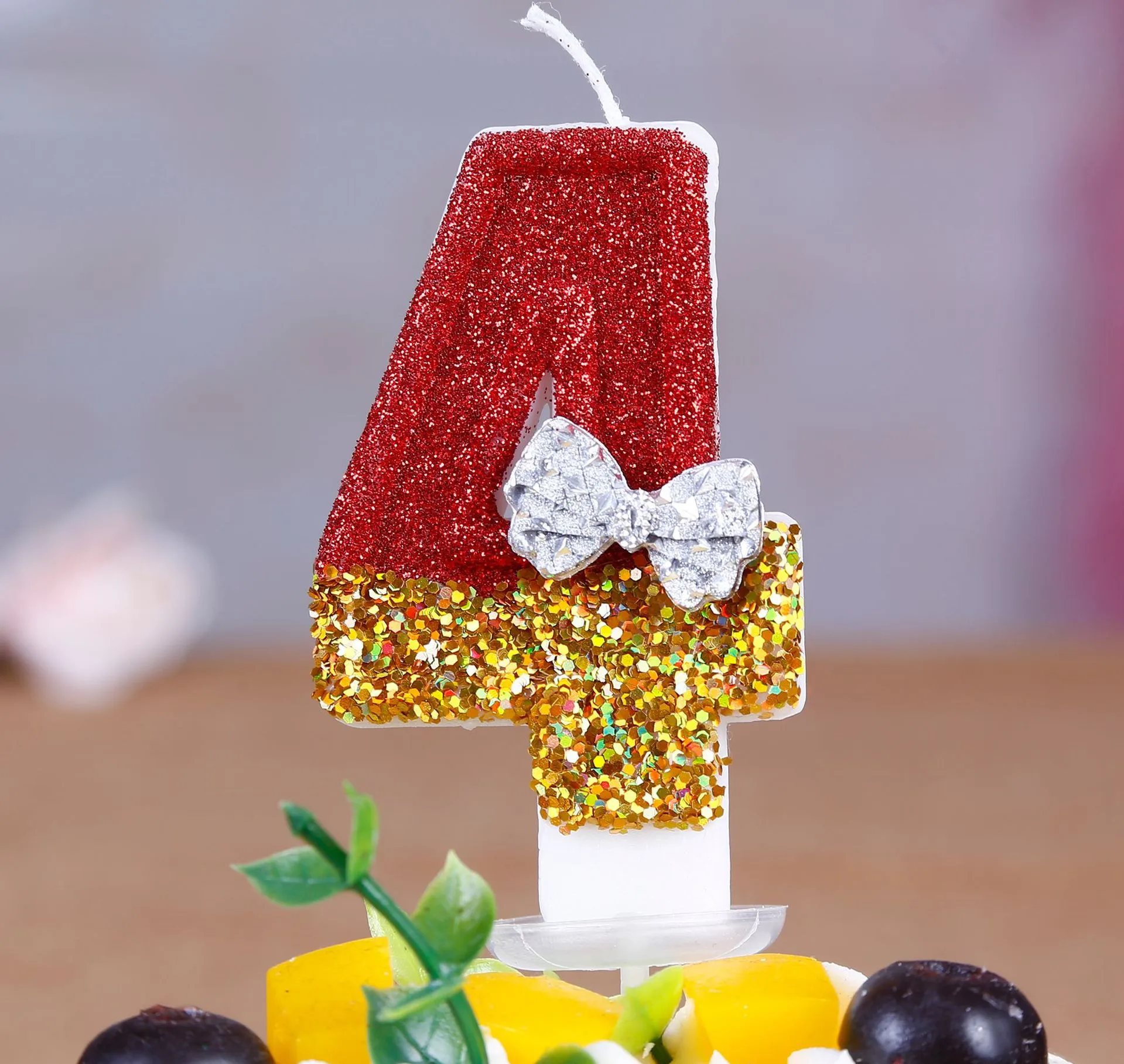 1PC Number Birthday Candle Golden Red Creative Ties Candle Digitals 0-9 Party Celebration Festival Cake Candles