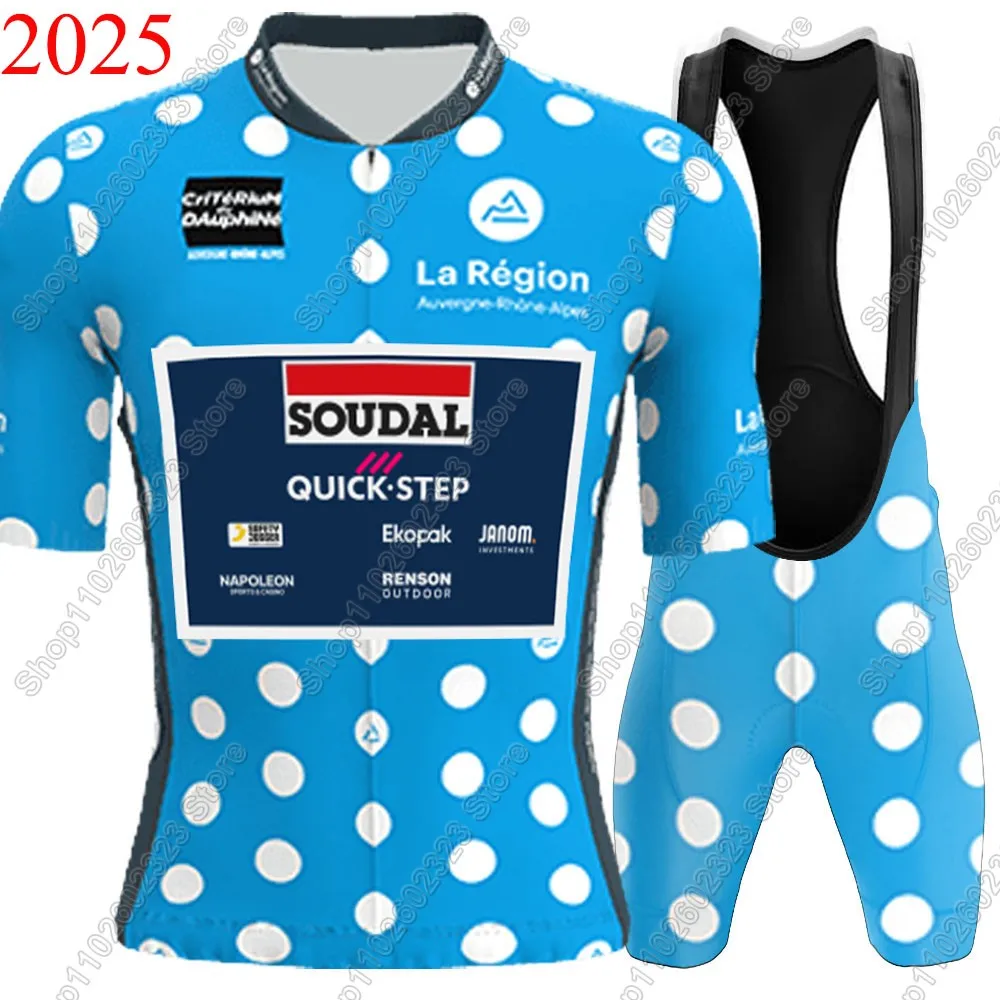 

Soudal Quick Step Team Cycling Jersey 2025 Set Critérium Du Dauphine Bicycle Clothing Shirts Suit Bicycle Bib Shorts MTB Ropa