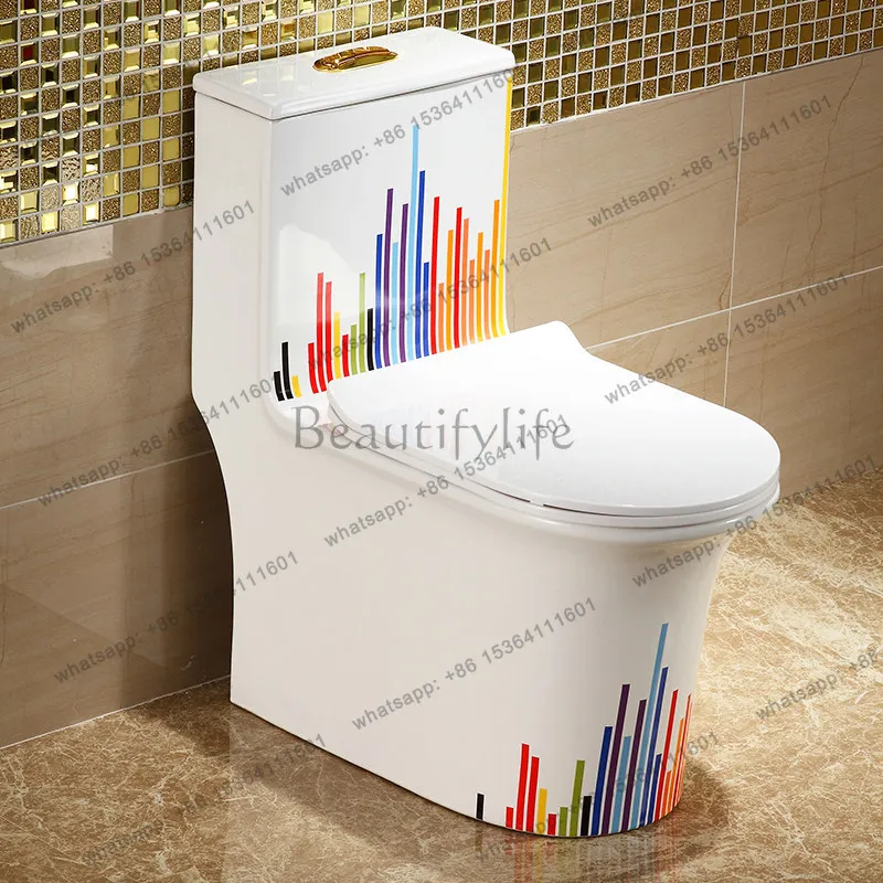 Household water pump color gold toilet super swirl water-saving deodorant toilet square personalized color ceramic toilet