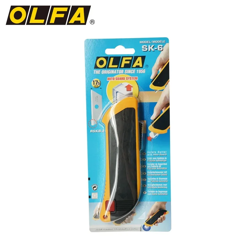 OLFA SK-6 Safety Cutter with Auto-guard System Utility Knife Cutter Unpacking Paper Cutting Tools Matched Blade RSKB-2/5