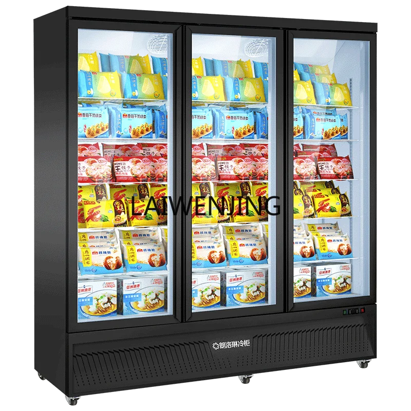 

LYN commercial vertical display cabinet ice cream refrigerator glass transparent three-door supermarket freezer