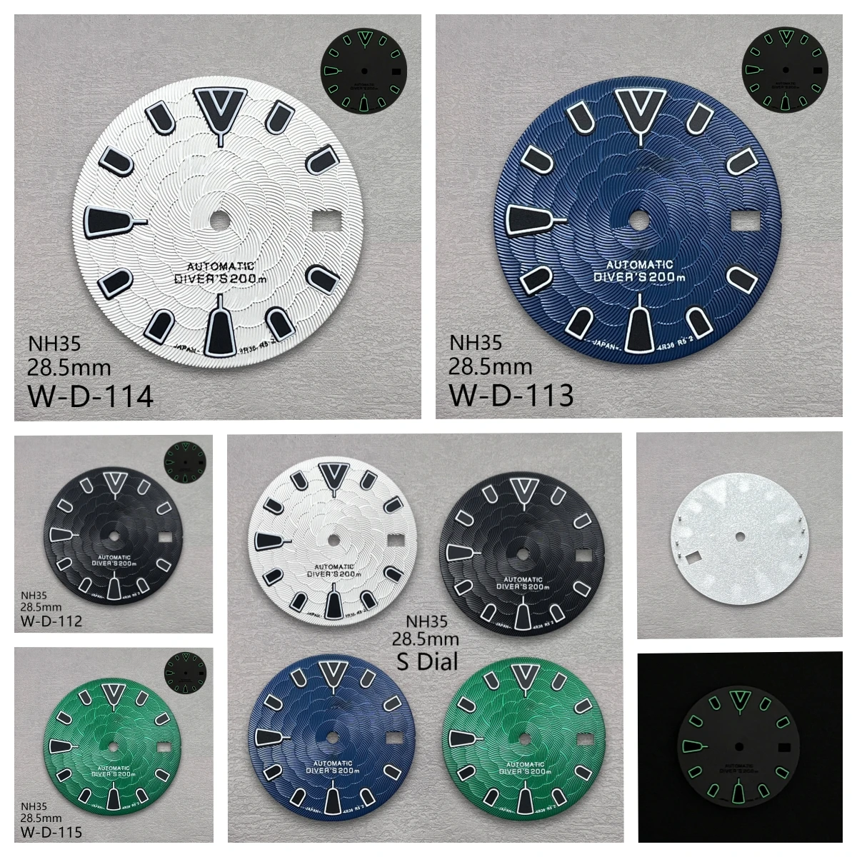 

28.5mm S Logo Dial Fit NH35/NH36 Japanese Movement Green Luminous Lotus Flower High-Quality Dial Watch Modification Accessories