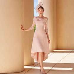 Elegant A-Line Mother of the Bride Dresses  Jewel Neck Customized 3/4 Sleeves Wedding Party Gowns Beads Appliques فساتين السهرة
