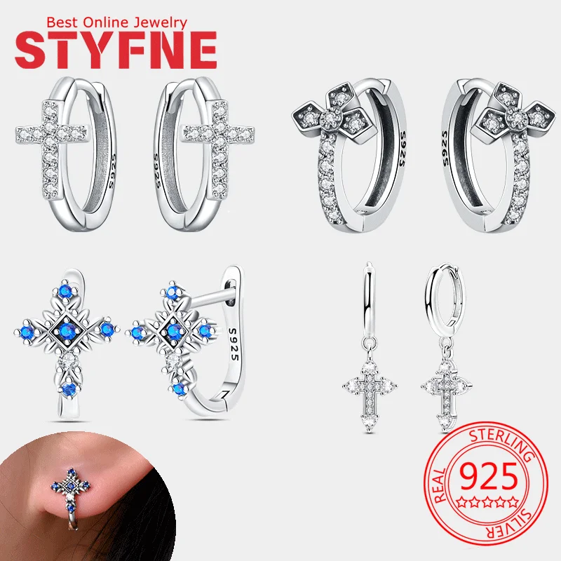 

CZ Huggie Hoop Earrings 925 Sterling Silver Double Star Hypoallergenic Ear Buckles for Women Jewelry Gift