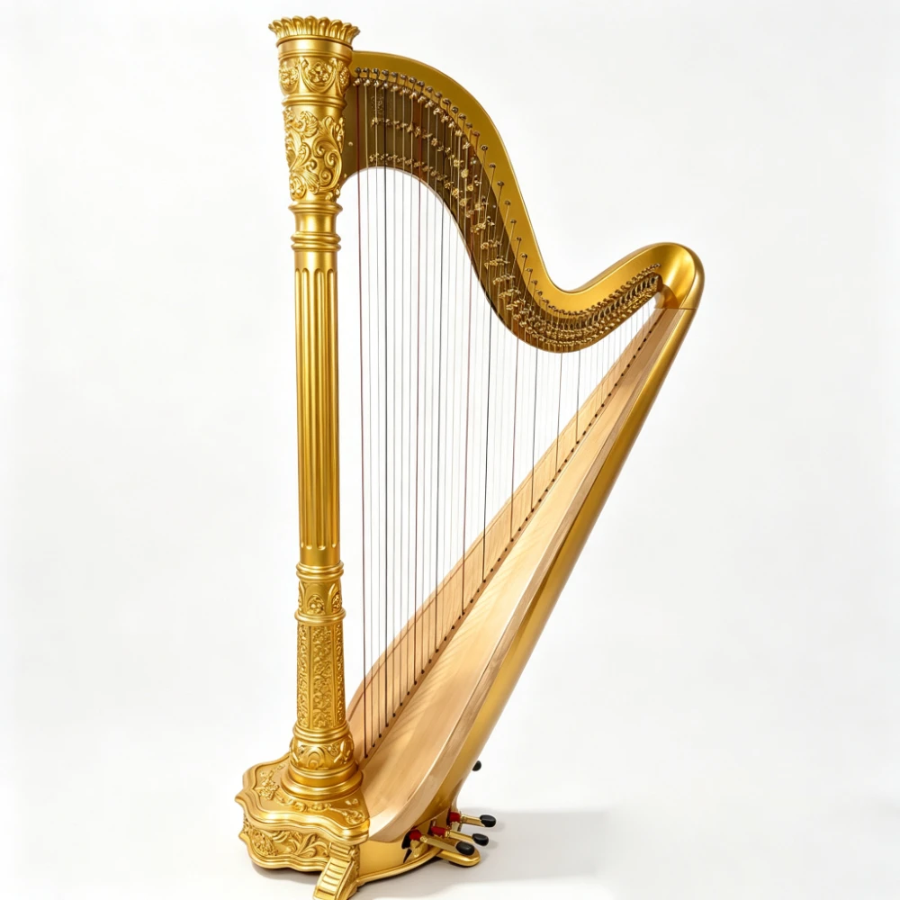 Premium 47-String Pedal Harp Classical Concert Harp with Sound Excellence for Auditorium With Trolley
