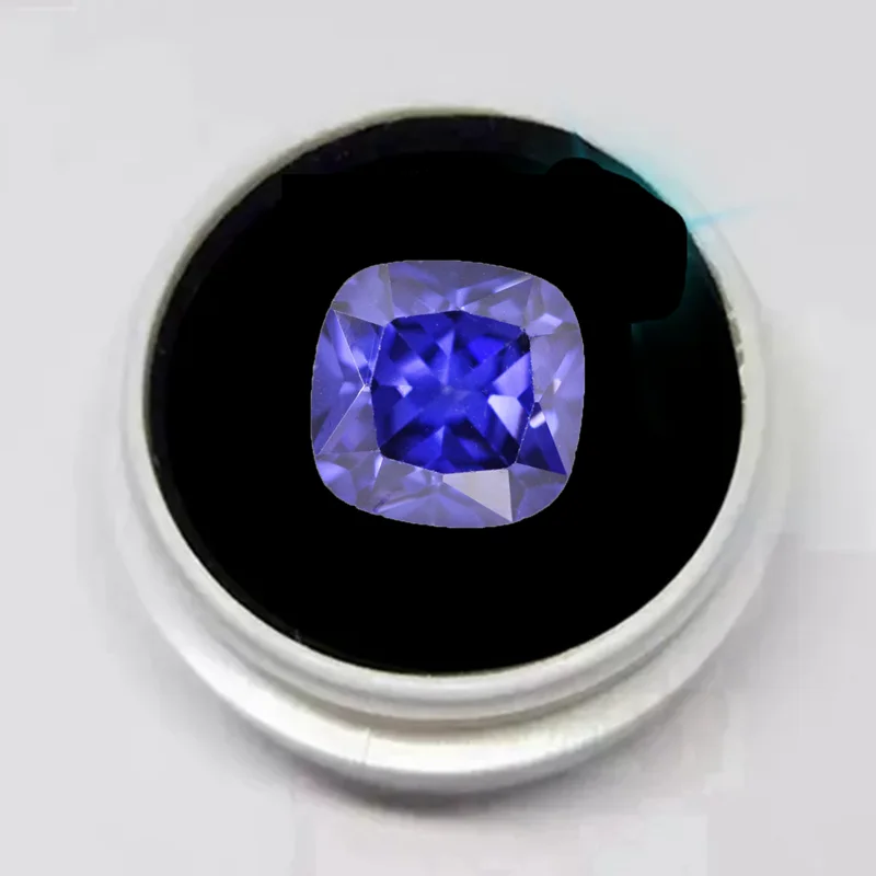 Box Set Large Tanzanite Blue Sapphire 12.0mm 6.0Cts Cushion Cut VVS Loose Gemstone For Jewelry Making