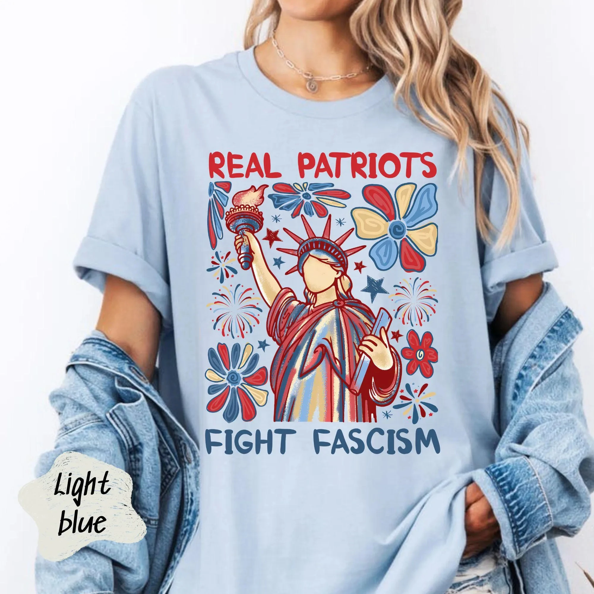 

Рубашка настоящего патриотизма, борьба с фашизмом, политический протест против фашиста, 4 июля, равность, свобода, правосудия, права, подарок