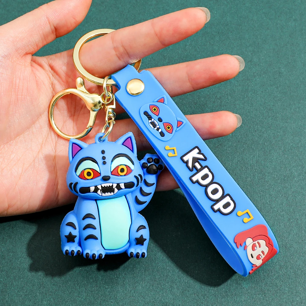 Hot 3D Printed Anime Movie KPOP Demon Hunters Girls Derpy Keychains Doll Cute Tiger Action Model Toy Collection Gifts view 3