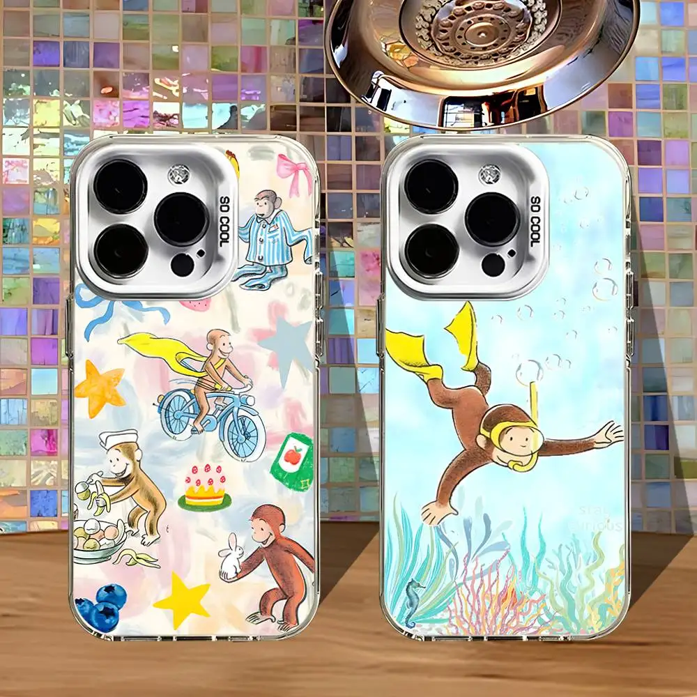 

Mokey C-Curious G-George Phone Case For iPhone 16,15,14,13,12,11,Pro,XS,Max,Plus,Mini,SE4,E White Matte Shockproof Cover