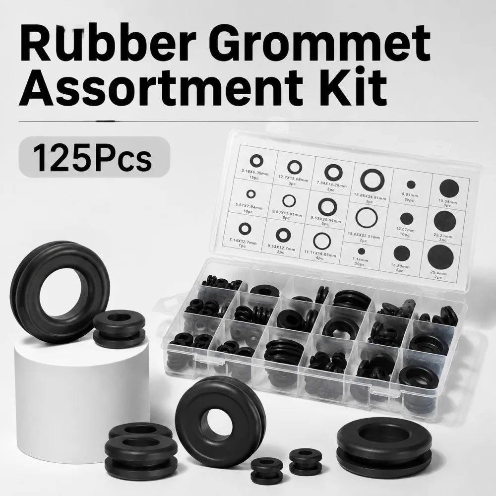 125pcs/Sets Waterproof Protect Wire Tool 18 Sizes Sealing Rubber Grommet Assortment Kit Electrical Plugs Conductor Gasket Ring