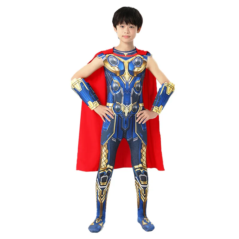 Disfraz de Thor Love Thunder para niños, disfraz de Navidad, mono de Thor, mono con capa, ropa para niños y adultos, traje de regreso a la escuela, talla asiática