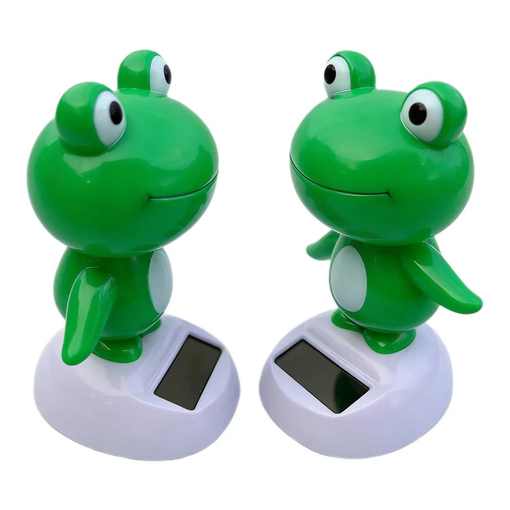 Solar Powered Dancing Frog Car Dashboard Decoration with Animated Head Movement Plastic Material for Vehicles and Desks