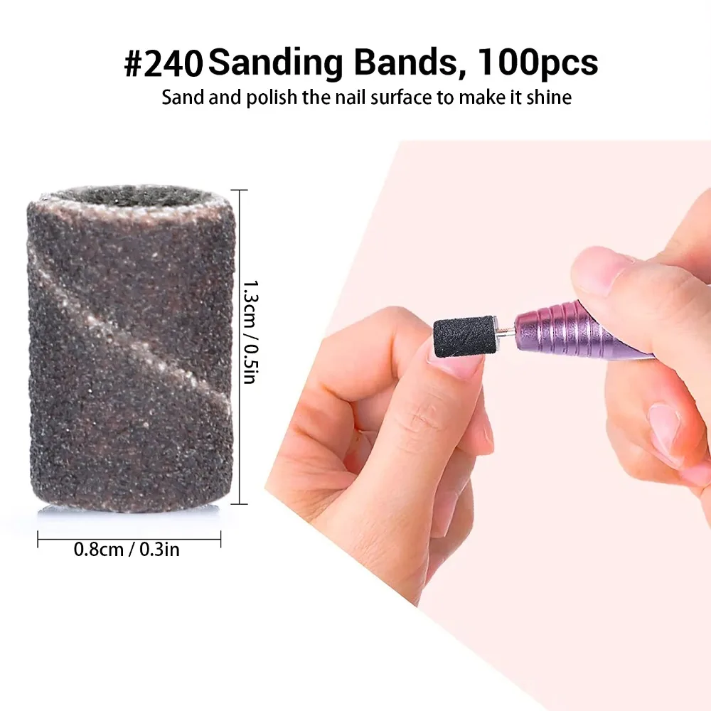 400 Pcs With Shaft Sanding Bands Fine Grit Grinding Sand Nail Sanding Bands Manicure Sanding Bands For Nail Artist 4