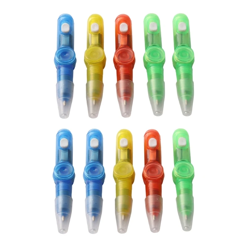 W89C 10Pcs Stress Relieving Rotating LED Ballpoint Pen Mixed Color Smooth Writing Experience For Classroom Office Travel