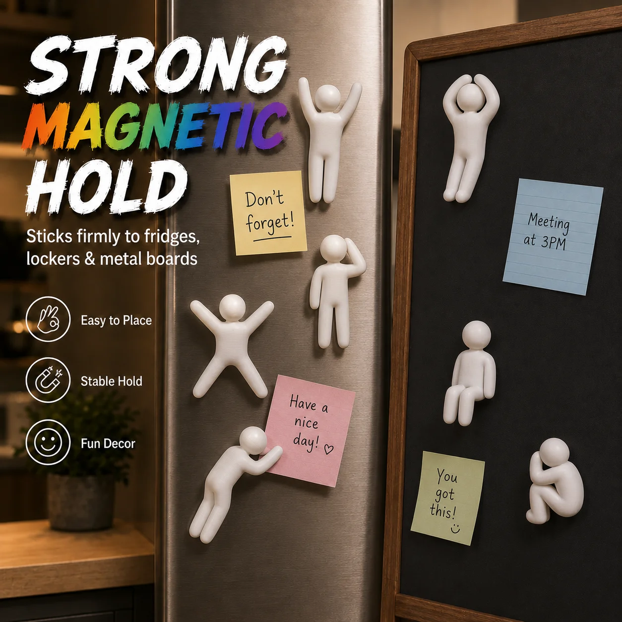 Rafford 8-teiliges Super-Chamäleon-Spielfiguren-Set, DIY Bemalbare Weiße 3D-Gedruckte Magnetische Minifiguren, Kreatives Kühlschrank-Deko-Spielzeug – Detail 2