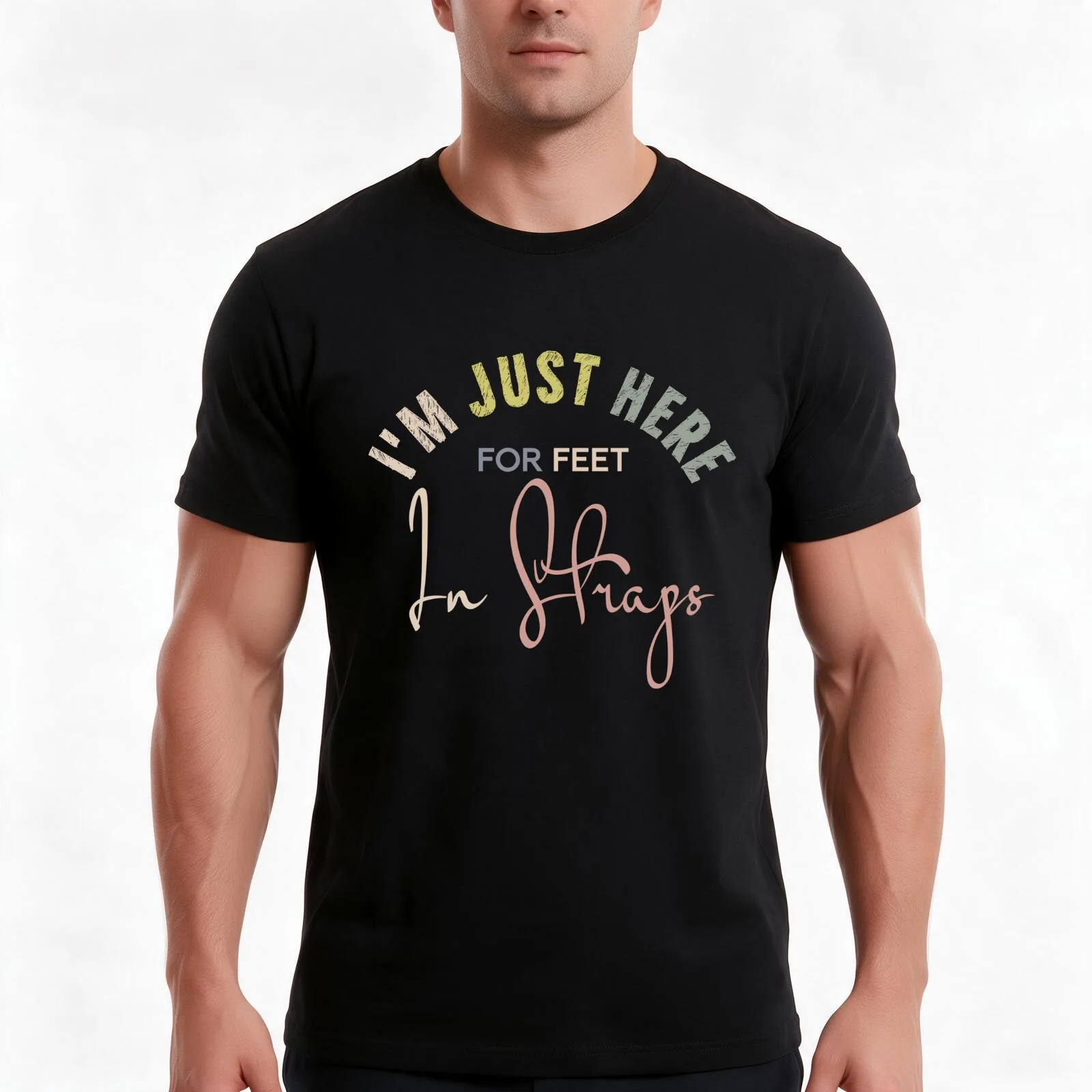 Just Here For Feet In Straps Sarcastic Dark Humor Funny Strap T-Shirt Summer Casual Cotton Tee Oversized Streetwear Tops