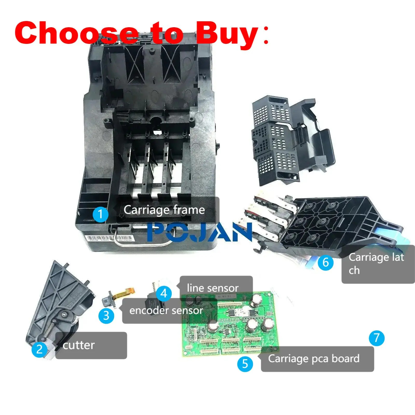 

Каретка с датчиком (резаком или энкодером) POJAN CR647-67025 CH538-67044, совместимая с T770, 790, T2300, 1300, 620, 1120, CH538-67019