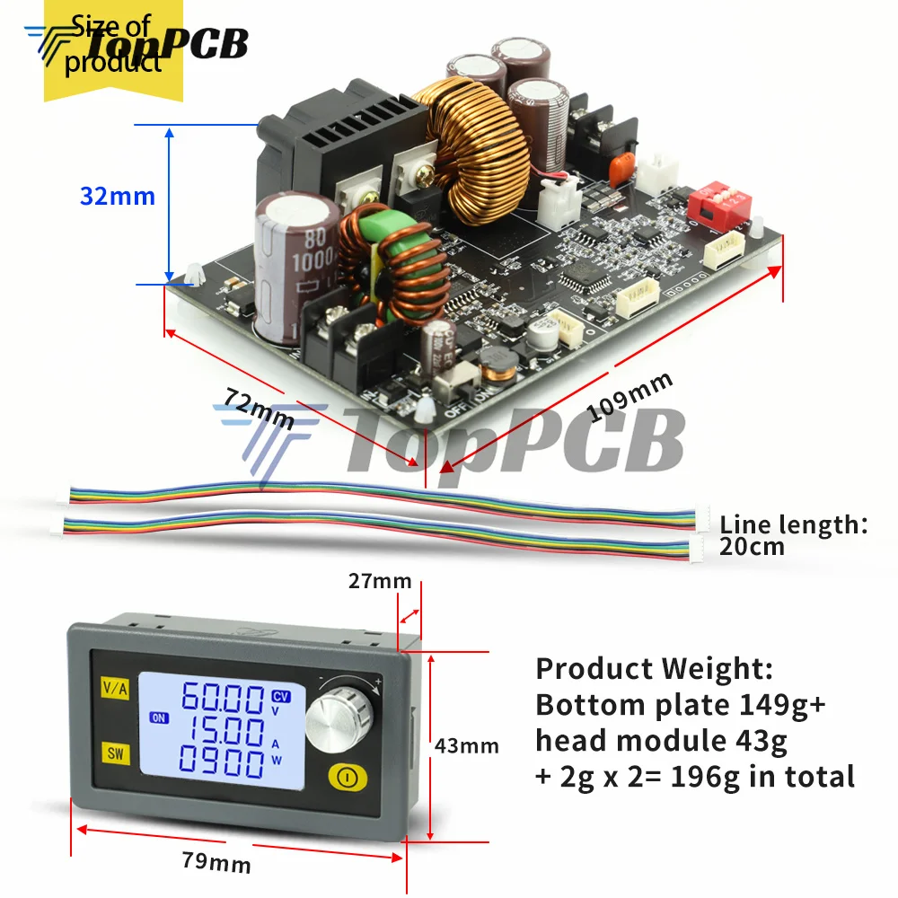 XY6020L 20A/1200WCNC Adjustable DC Stabilized Voltage Constant Voltage And Constant Current Step-down Module Board Power Supply