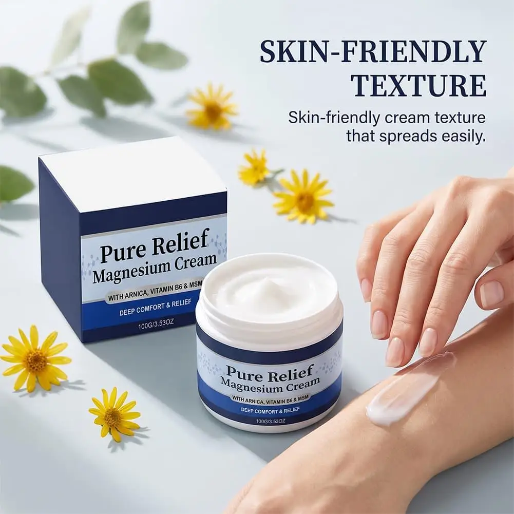 100g Pure Relief Magnesium Cream Infused Deep Comfort & Relief Natural Soothing Body Topical Skin Care Cream