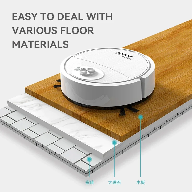 Staubsauger mit USB-Ladefunktion, Wischroboter, Haustierhaar-Entferner, für Hartböden und Teppiche, Smartes Kehr- und Sauggerät für den Haushalt – Detail 2