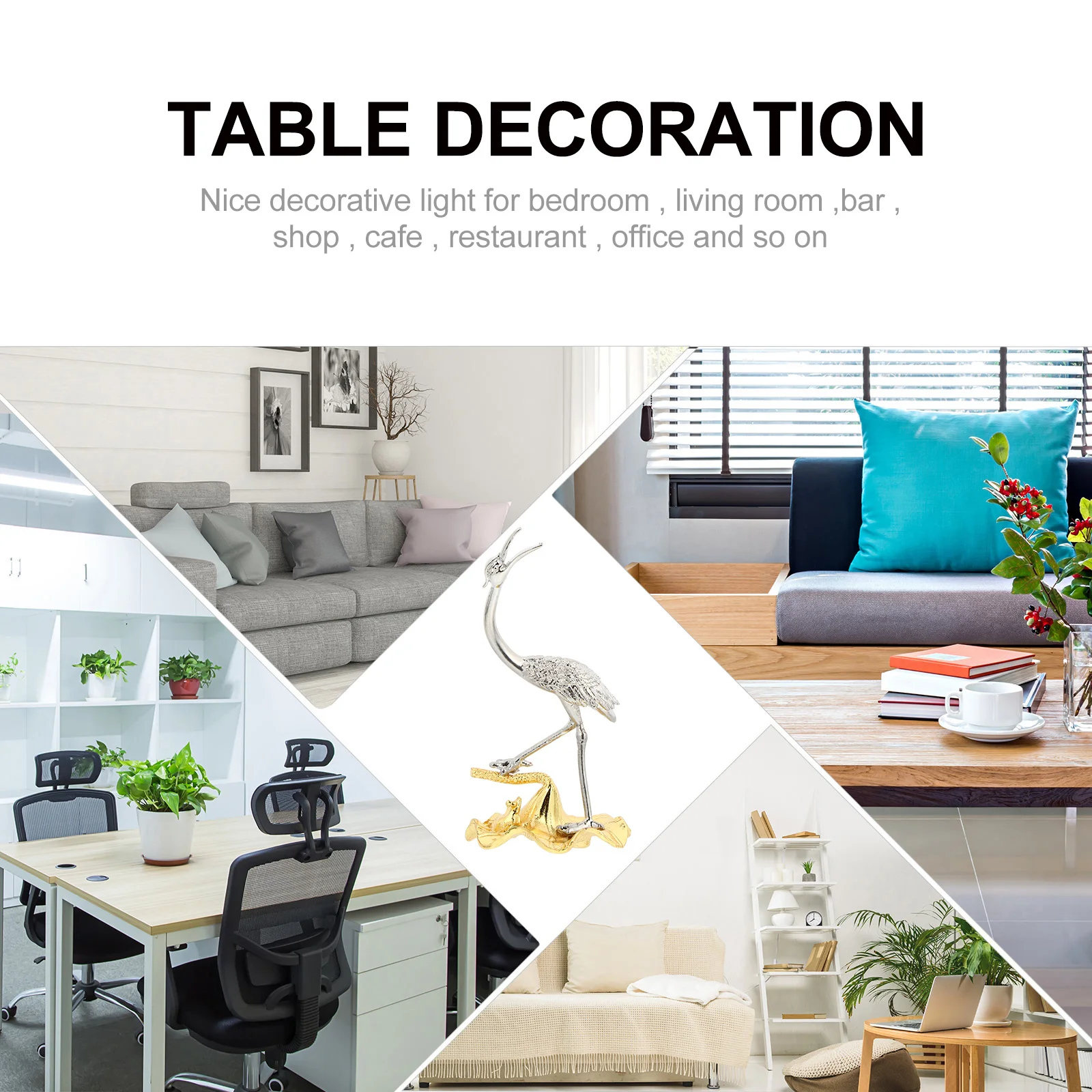 

Mini Metal Crane Decor Classical Crane Adornment Durable Indoor Outdoor Desktop Bird Decor Gift