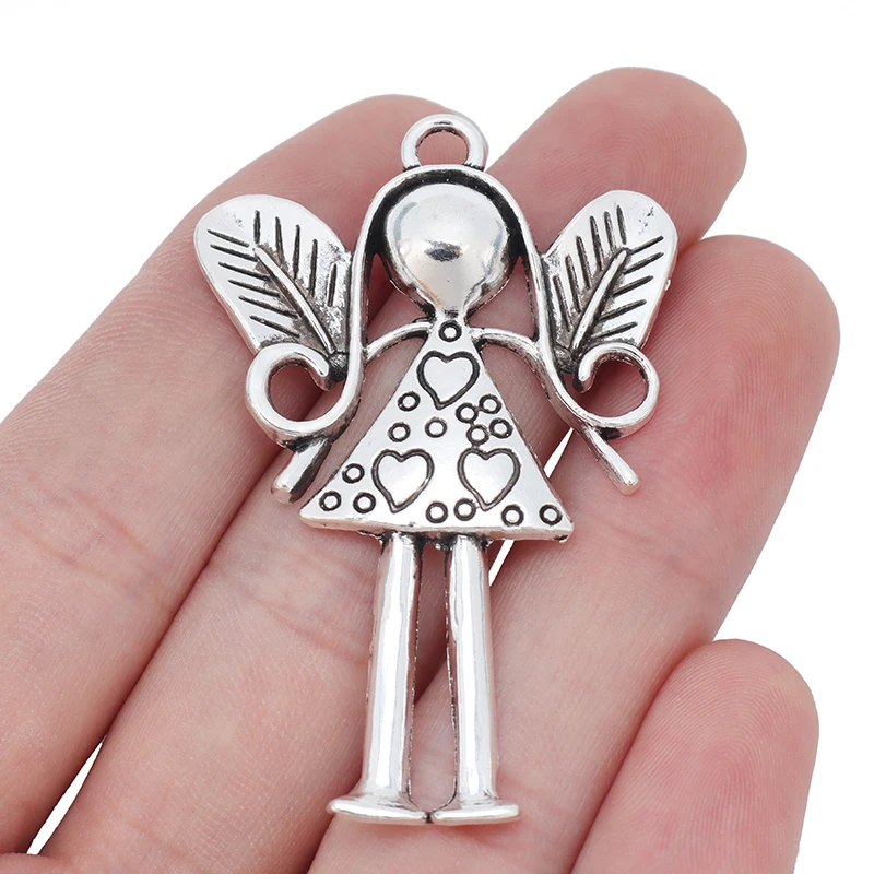10 sztuk duży anioł stróż dziewczyna wróżka Amulet Charms wisiorki naszyjnik DIY komponenty do wyrobu biżuterii