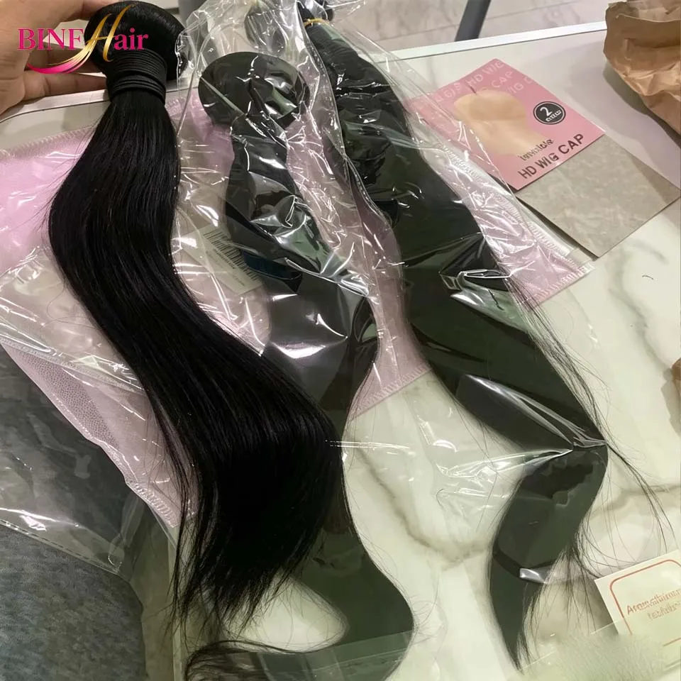 Straight Bundles Human Hair 18A Human Hair 3/4 Bundles Straight Hair 8-30 Inch Brazilian Virgin Hair Bundles Deal 24 26 28 Hot Inches Human Hair Extensions