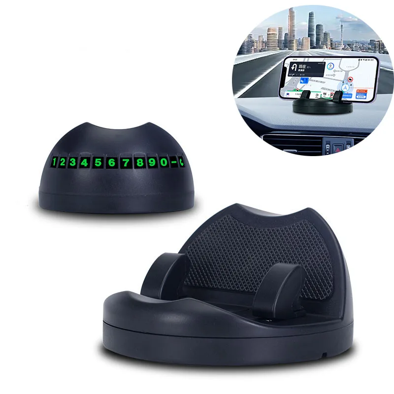 

Dashboard Car Phone Holder 360-Degree Rotation Car Bracket Non-Slip GPS Navigation Car Mount Support In Car With Number Plate