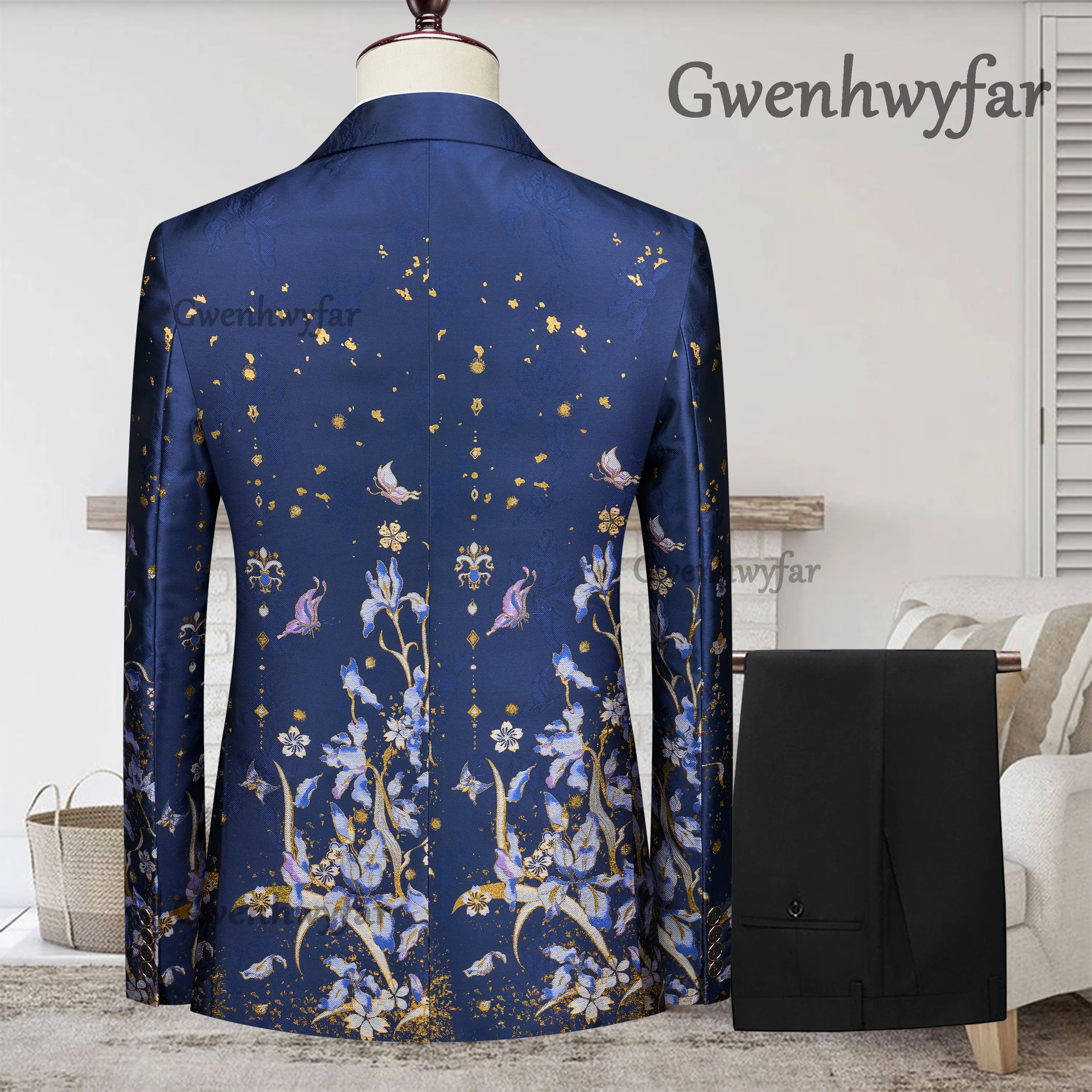 Immagine 3: Gwenhwyfar 2026 Completo da Uomo di Lusso Personalizzato, Abito da Cerimonia Elegante con Giacca, Pantaloni e Gilet (3 Pezzi)