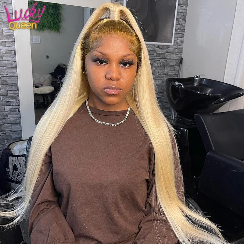 Blonde Human Hair Wigs Ombre Brown Root 4/613 Straight Transparent Lace Front Wig Pre Plucked 13X4 13X6 Frontal Wig For Women