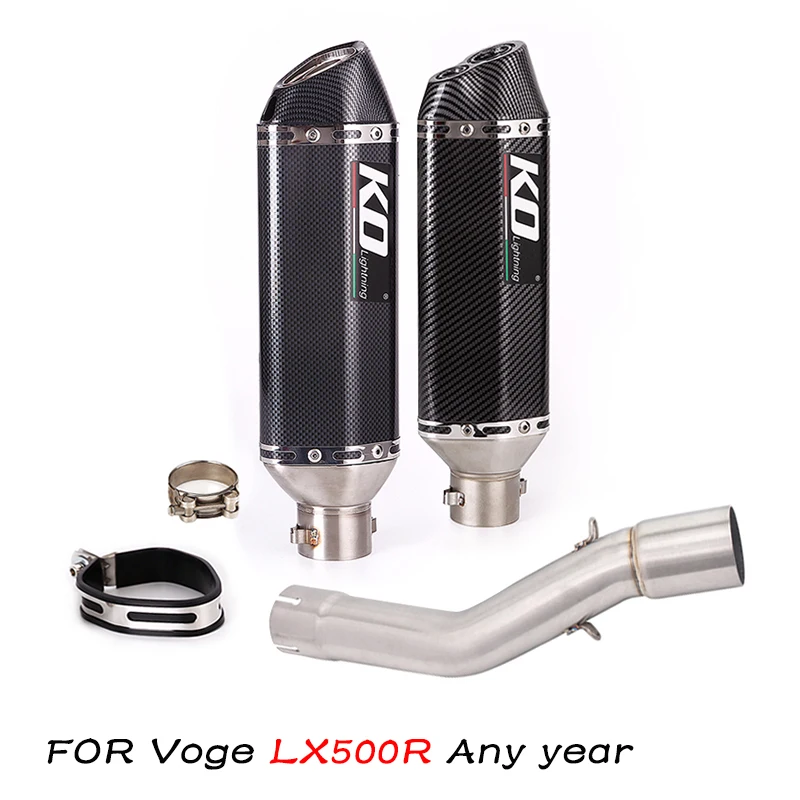 

51MM FOR Voge LX500R Any Year Exhaust Tail Pipe Motorcycle Escape Muffler Mid Link Pipe With DB Killer Slip On Stainless Steel