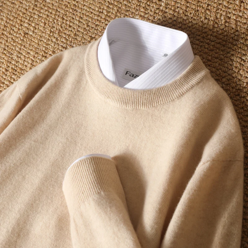 

Hot selling pullover sweater men's O-neck sweater solid color 100% wool knit casual full sleeved men's sweater regular style