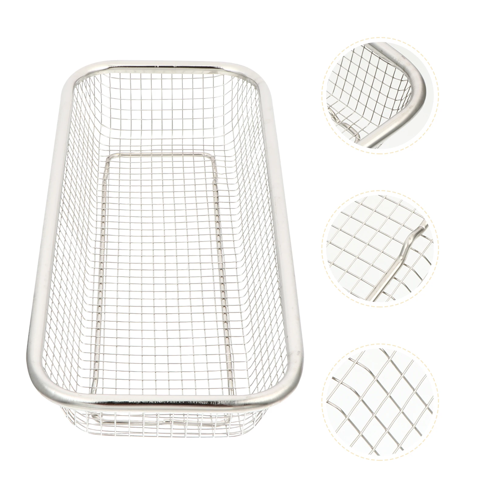 

Stainless Steel Drain Basket Multi Holes Food Safe Practical Fruit Washing Dishes Drying Rack Storage Silverware Holder Kitchen