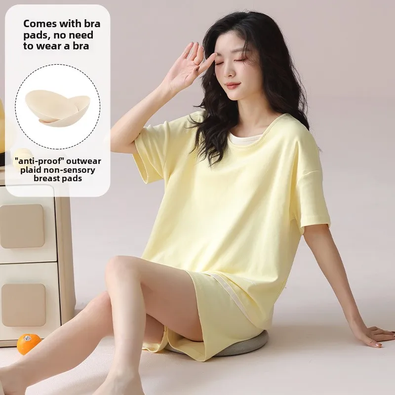 

Summer Color block Pajamas Set for Women solid Short Sleeve T Shirt+Shorts 2 piece sets Sleepwear Female Casual Pyjamas Homewear
