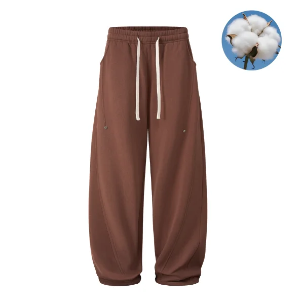Autumn and Winter Men's Loose-Fitting Banana-Style Sweatpants, Elastic Waistband with Drawstring, Rivet Pockets, Ribbed Tapered Cuffs, Y2K Street Style Men's Trousers, Multi-Color Versatile Casual Sports Pants for Men