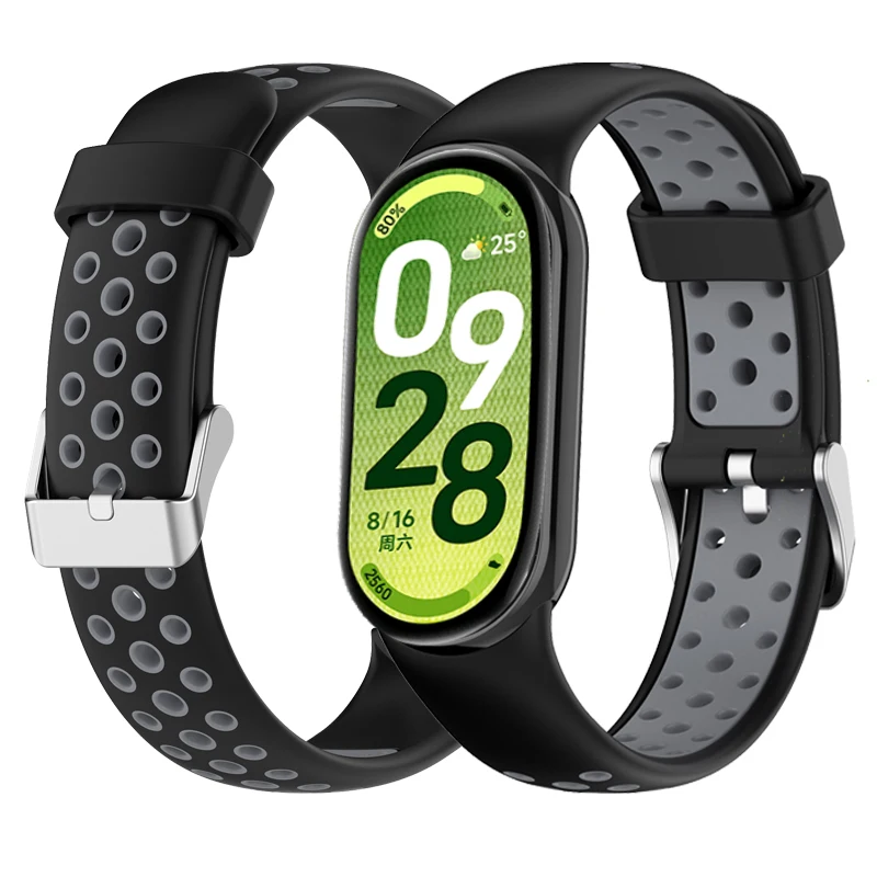 Sport strap For Xiaomi Mi Band10 9 8 strap Two-color Silicone Strap For Miband 9 8 strap Miband 10 Replacement Wristband image 4