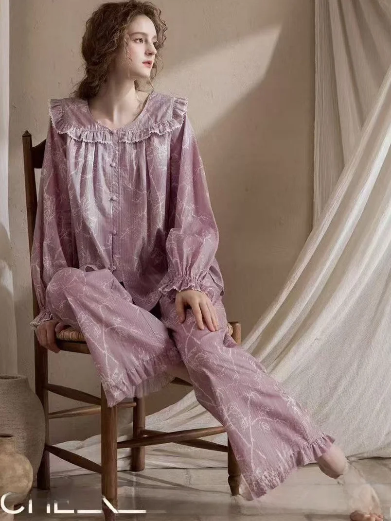 autumnal-pure-cotton-long-sve-spwear-set-for-women-breathable-loose-home-clothes-floral-print-comfortable-soft-cotton-p